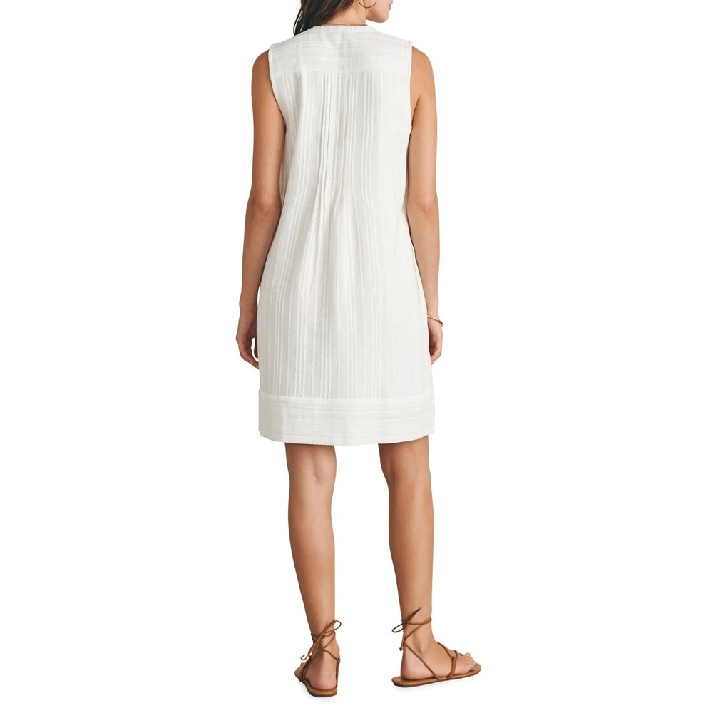 Faherty Isha Pintuck Organic Cotton Shift Dress Sleeveless White Women's Small - Picture 11 of 15